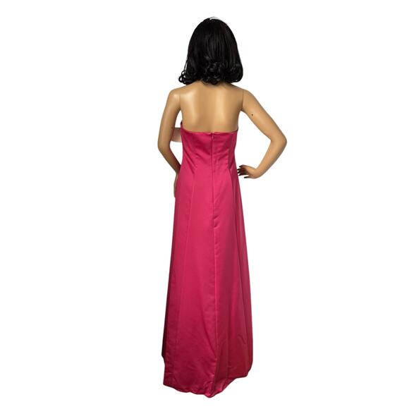 NWT David's Bridal strapless A line satin column maxi gown watermellon 8 - Picture 3 of 15